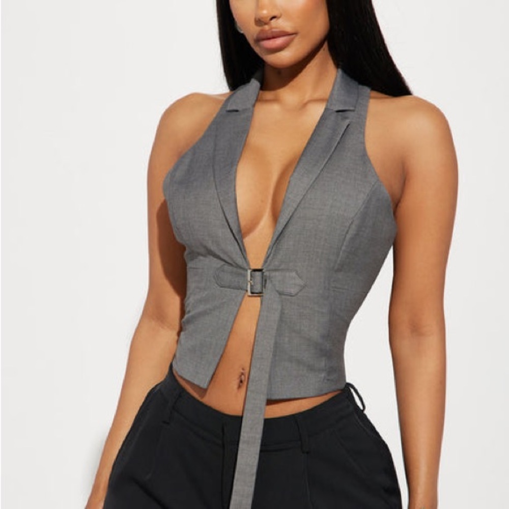Gray Halter Vest crop top